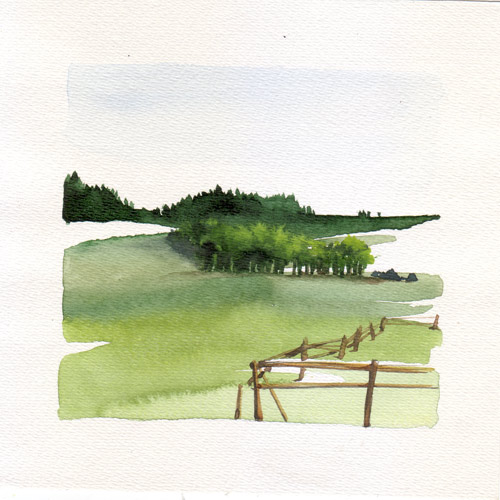 Aquarell Brandenburger Landschaften - Zaun